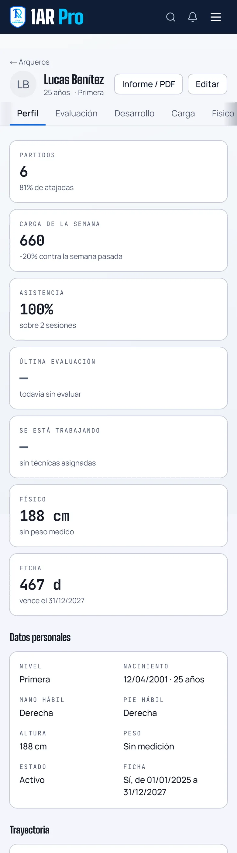 La ficha de un arquero: perfil, evaluación, desarrollo, carga y físico